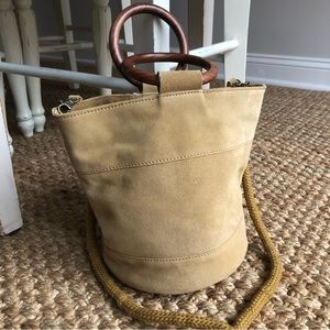 New: Lucky Brand Suede Bucket Bag with Optional Strap.